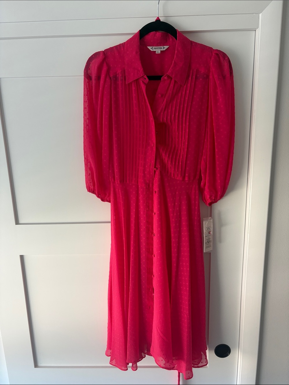 Vintage-Inspired Pink Button-Front Midi Dress by Nanette Lepore